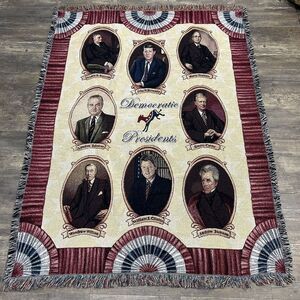 Woven Cotton Throw Blanket Democratic Presidents 52x70 Clinton Kennedy‎ Truman